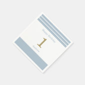 ブカスタムルーストライプ男の赤ちゃん誕生日ナプキンス スタンダードカクテルナプキン (角)