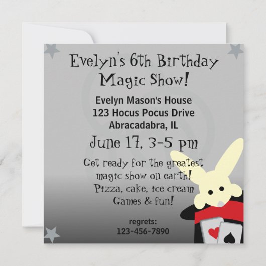 ブカスタムロンドガールホカスポカス誕生日招待状 招待状 (裏面)