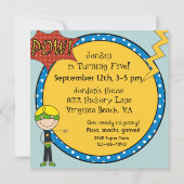 ブカスタムロンドヘアボーイヒすごいーロー誕生日招待状 招待状 (裏面)