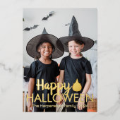 ブカボチャのジャックoランタンハッピーハローウィン写真 箔シーズンカード (正面)
