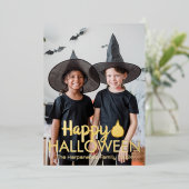ブカボチャのジャックoランタンハッピーハローウィン写真 箔シーズンカード (立ち正面)