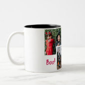 ブカボチャのジャックoランタンハロウィンフォトコラージュ ツートーンマグカップ (左)