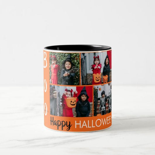 ブカボチャのジャックoランタンハロウィンフォトコラージュ ツートーンマグカップ (中央)