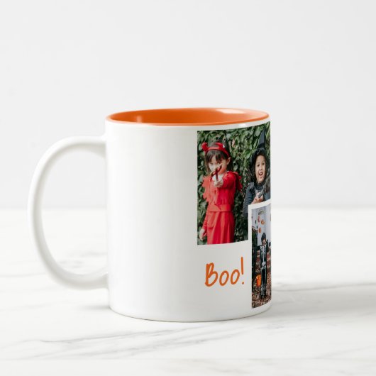 ブカボチャのジャックoランタンハロウィンフォトコラージュ ツートーンマグカップ (左)