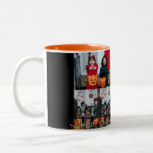 ブカボチャのジャックoランタンハロウィンフォトコラージュ ツートーンマグカップ (左)