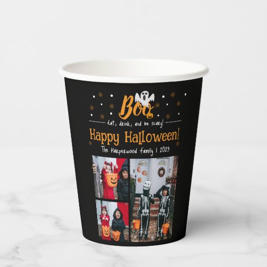 ブカボチャのジャックoランタンハロウィンフォトコラージュ 紙コップ (裏面)