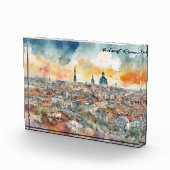 ブカレストエレガントルーマニアウォーターカラーシティビュー フォトブロック (右)