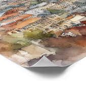 ブカレストエレガントルーマニアウォーターカラーシティビュー ポスター (角)