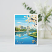 ブカレストルーマニアアートヴィンテージ旅行イラストレーション ポストカード (スタンド正面)