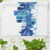 ブカレストルーマニアスカイラインブルー キッチンタオル (折り畳み)