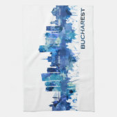 ブカレストルーマニアスカイラインブルー キッチンタオル (縦)