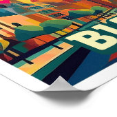 ブカレストルーマニア旅行芸術的カラフル ポスター (角)