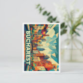 ブカレストルーマニア旅行芸術的カラフル ポストカード (スタンド正面)