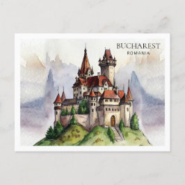 ブカレスト・ルーマニア | オールドタウンウォーターカラーアート シーズンポストカード