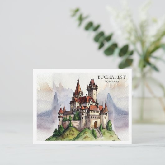 ブカレスト・ルーマニア | オールドタウンウォーターカラーアート シーズンポストカード (スタンド正面)