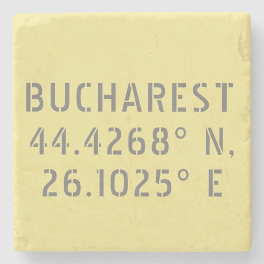 ブカレスト 緯度 経度 ストーンコースター (正面)