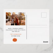 ブカワイイおもしろいハロウィーンスプコクタキュラーオレンジカボチャ 箔シーズンポストカード (裏面)