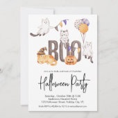 ブカワイイ子のハロウィーン猫たち幽霊たちかぼちゃパーティー 招待状 (正面)