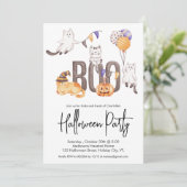 ブカワイイ子のハロウィーン猫たち幽霊たちかぼちゃパーティー 招待状 (スタンド正面)