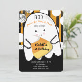ブカワイイ幽霊ハロウィーン子供の誕生日パーティー 招待状 (スタンド正面)