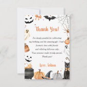 ブカワイイ幽霊ハローウィンパーティカボチャ サンキューカード (正面)