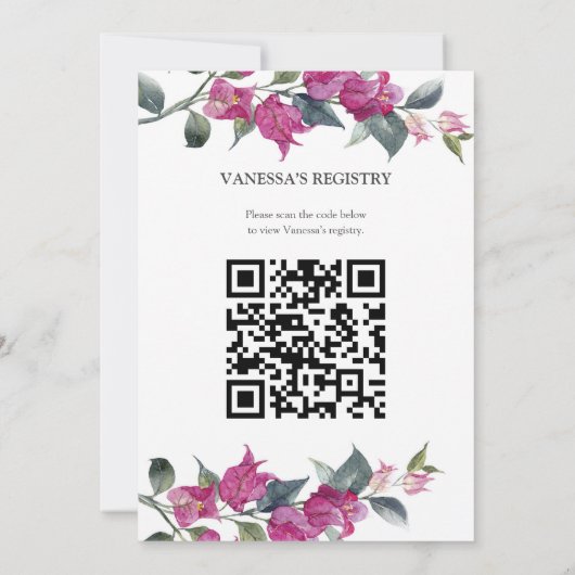 ブガエ地中海のンビリアブライダルシャワー 招待状 (裏面)