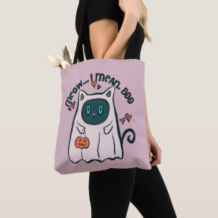 ブキャット幽霊パープルハロウィーン トートバッグ