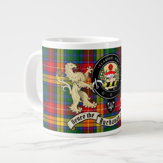 ブキャナンクランバッジ&タータンチェックジャイアントコーヒーマグ ジャンボコーヒーマグカップ (正面左)