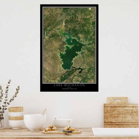 ブキャナン湖テキサス州衛星ポスターマップ ポスター (キッチン)