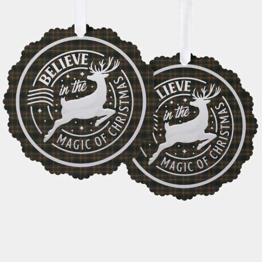 ブキャナン狩りスコティモダンッシュタータンチェッククリスマス オーナメントカード (正面/裏面)