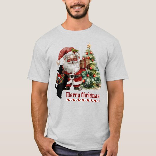 ブキャナン・スコットランド犬のクリスマスパーソナライズされた Tシャツ (正面)