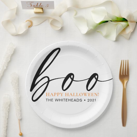 ブキュートハッピーハローウィンホワイト ペーパープレート (ウェディング)