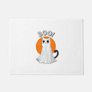ブキュート幽霊キャットハロウィンムーン不気味子猫 ドアマット