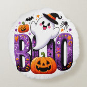 ブキュート幽霊ハロウィーンデザイン ラウンドクッション (裏面)