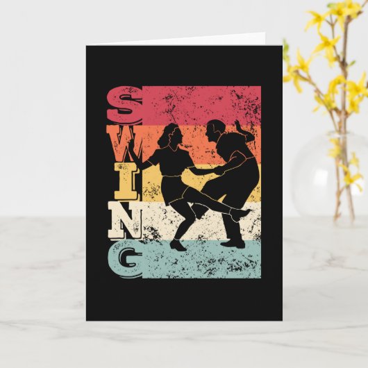 ブギウギースイング踊りレトロカラーヴィンテージ カード (黄色い花)