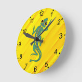ブギグリーンリザードクリップ芸術的アート–27847 ラウンド壁時計 (傾斜)