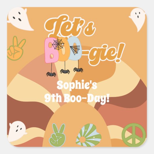 ブギーハロウィーンレトロ子供の誕生日 スクエアシール (正面)