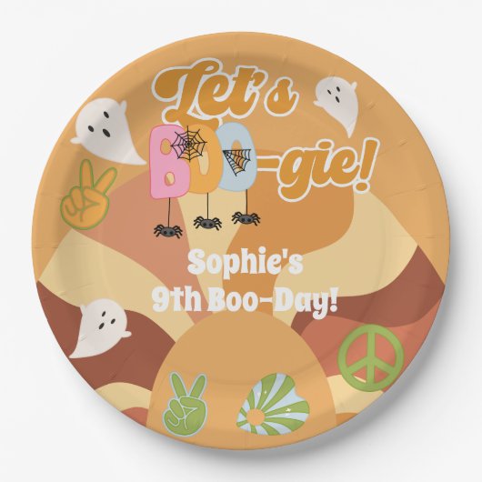 ブギーハロウィーンレトロ子供の誕生日 ペーパープレート (正面)