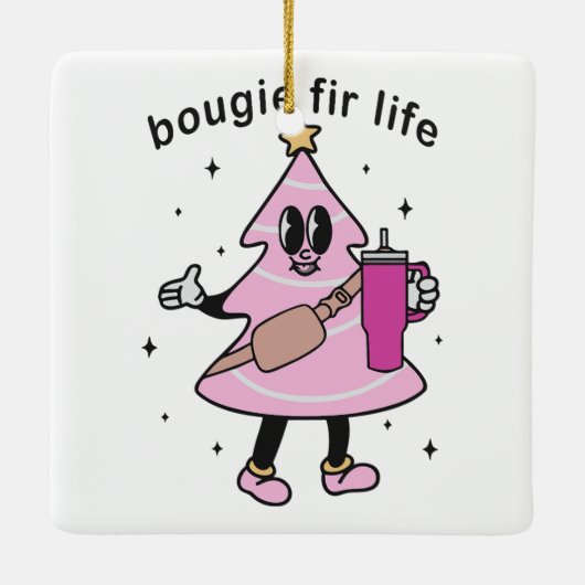 ブギーファイアライフ、ブージークリスマスツリー、クリスマスギフト セラミックオーナメント (裏面)