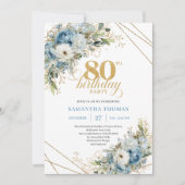 ブギールドフレームのオシャレな80歳の誕生日招待状 招待状 (正面)