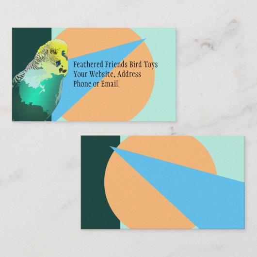 ブギーレトロカラーモダン幾何学的ペットバードトイ 名刺 (正面/裏面)