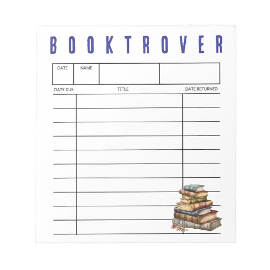 ブクトローバー図書館カードヴィンテージ本 ノートパッド (正面)