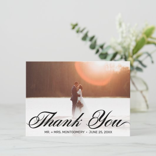 ブクラシックラックスクリプトタイポグラフィ結婚ズ サンキューカード (スタンド正面)