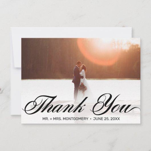 ブクラシックラックスクリプトタイポグラフィ結婚ズ サンキューカード (正面)