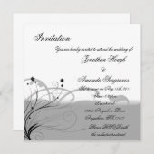 ブクラシックラック&グレー招待状 招待状 (正面/裏面)