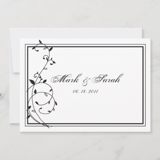 ブクラシックラック&ホワイト縁ど招待状 招待状 (正面)