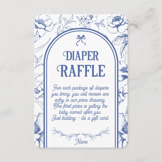 ブクラシックルーフローラオーナメントおむつラッフル エンクロージャーカード (正面)