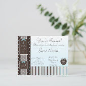 ブクラシックルーボーイベビーシャワー招待状 招待状 (スタンド正面)