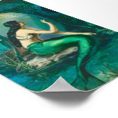 ブクリッドヴィンテージマーメイドイン鏡プリント ポスター (角)