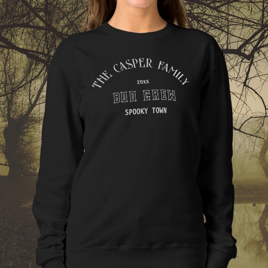 ブクルーカスタムムの家族の名前ハロウィンブラック スウェットシャツ